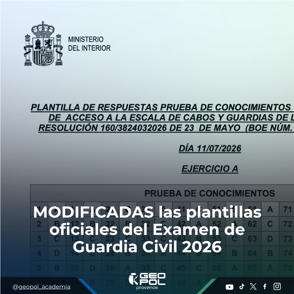 Modificación de las plantillas del Examen de guardia Civil 2026